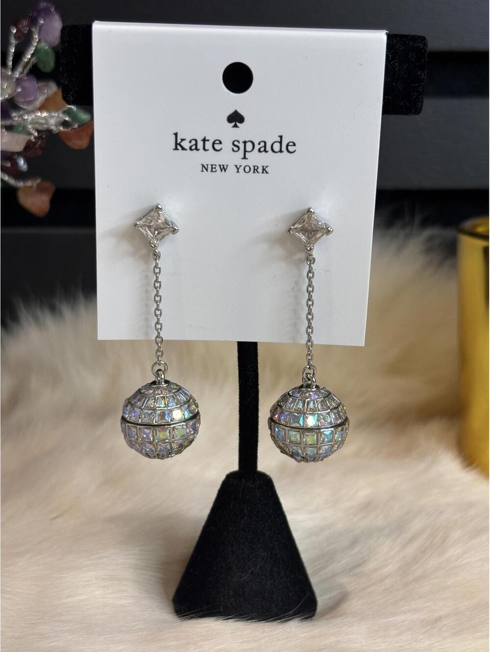 Kate Spade New York Silver Tone Crystal Dangle Earrings